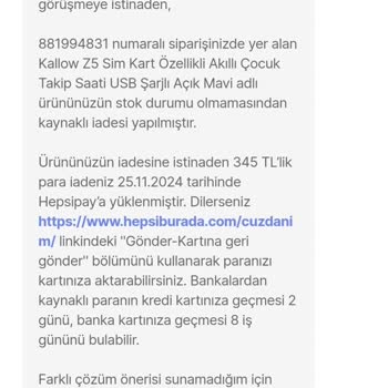 Kayıp Çocuk Saati: İade Yerine Geri Gönderim Talebi