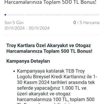TEB Bonus Kart Kampanyasında Eksik Bonus Yüklemesi