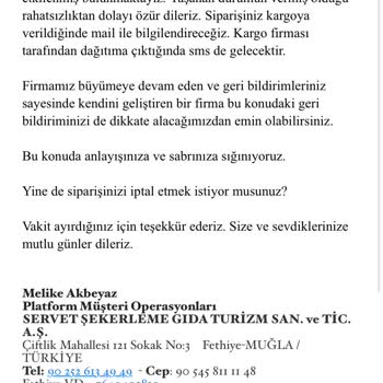 Siparişin Kargoya Verilmemesi Ve İletişim Sorunları