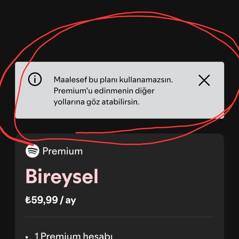 Kullanılamayan Spotify Premium Kodu Hayal Kırıklığı