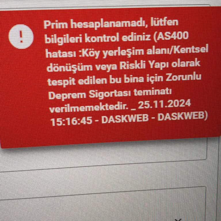 DASK Sigortası Yapılamıyor: Çözüm Bekliyoruz