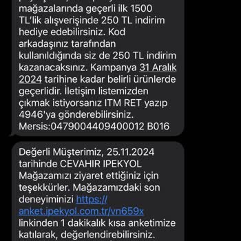 İpekyol Müşteri Memnuniyetsizliği Şikayeti