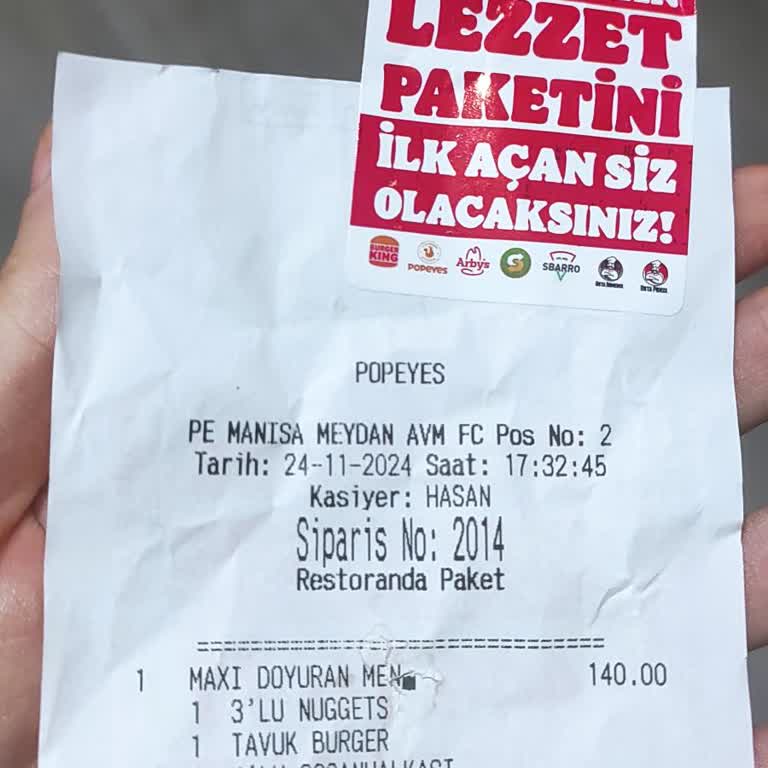 Bekletilen Sipariş Ve Bayat Menü Şikayeti