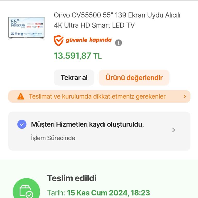 Televizyon Kurulumunda Hizmet Aksaklığı