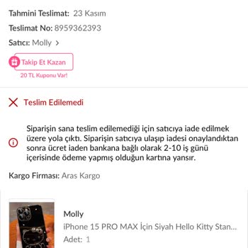 Aras Kargo Marmaris Şubesi'nin Teslimat Sorunları