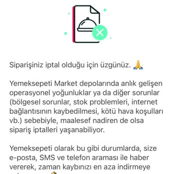 Yemeksepeti Market Sipariş İptali Hayal Kırıklığı