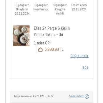 Teslim Edilmeden İade Edilen Ürünler