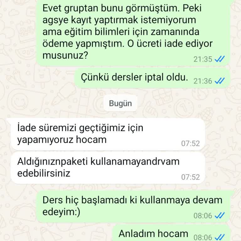Eğitim Bilimleri Paketinin İptali Ve Ücret İadesi Talebi