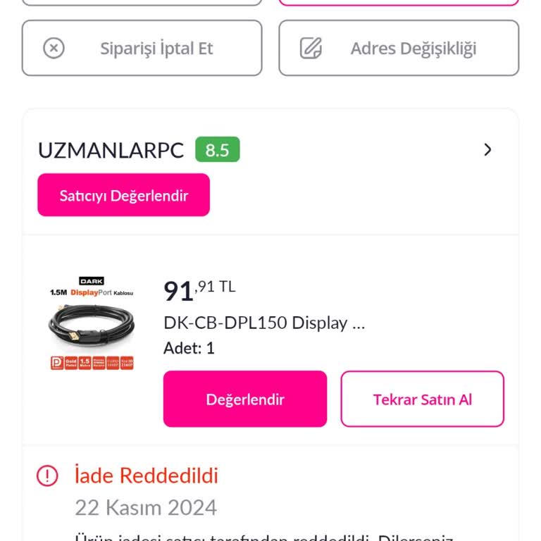 Pazarama'dan Aldığım Bozuk Ürün Ve İade Sorunu