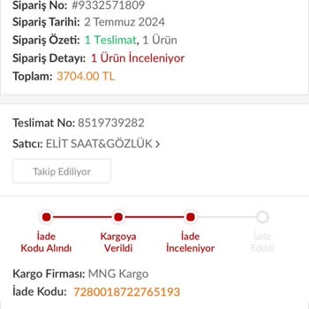 Çizik Gelen Saat Ve İade Sorunu