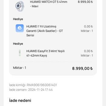 Huawei Mağazasından Alınan Ürünün İade Sürecindeki Sorunlar