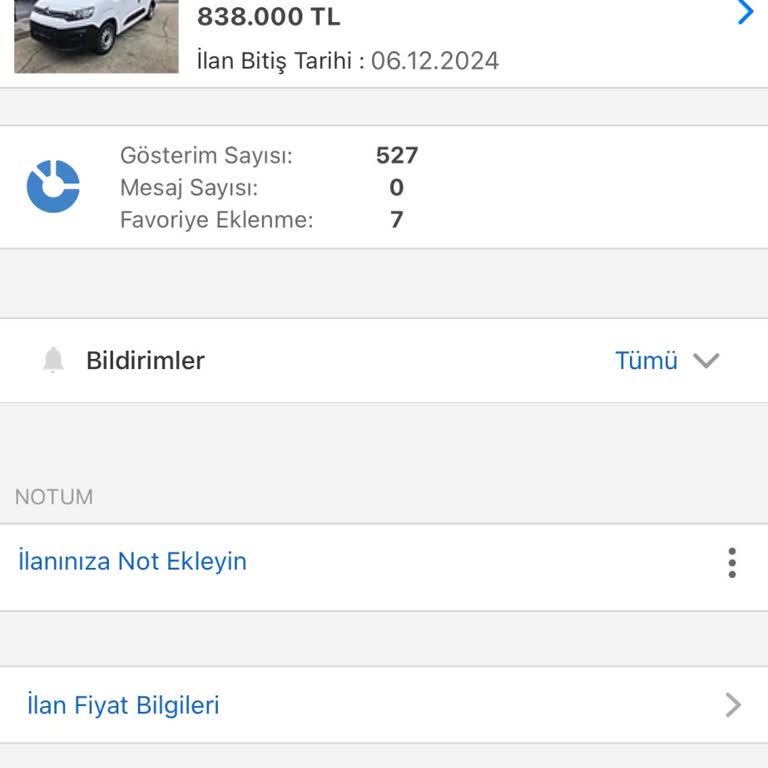 İlan Süresi Dolmadan Kaldırılan Araç İlanı
