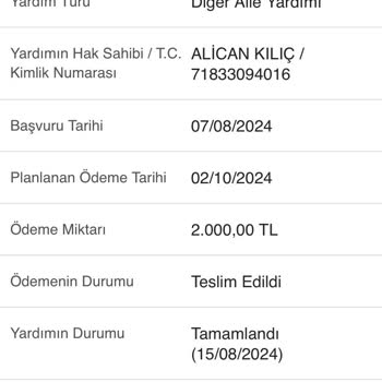 Ödenmeyen Yardım Parası Sorunu