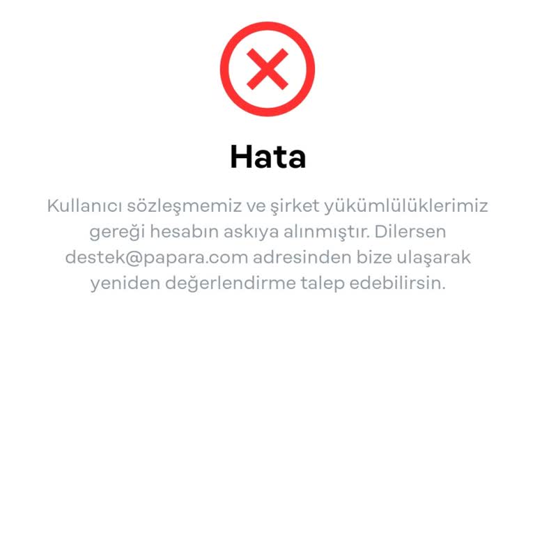 Papara Kimlik Ve Hesap Güvenliği Konusunda Acil Destek Talebi