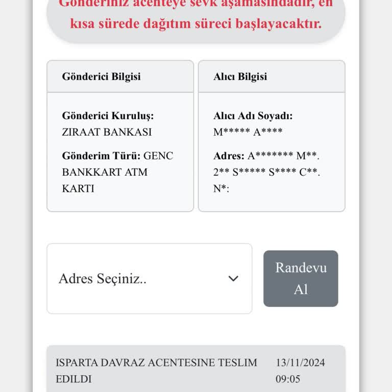 Kuryenet İle Ziraat Bankkart Genç Kart Teslimat Sorunu