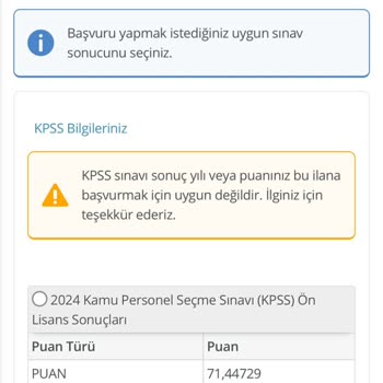 Başvuru Hatası: KPSS Puanı Ve Yılı Uyuşmazlığı