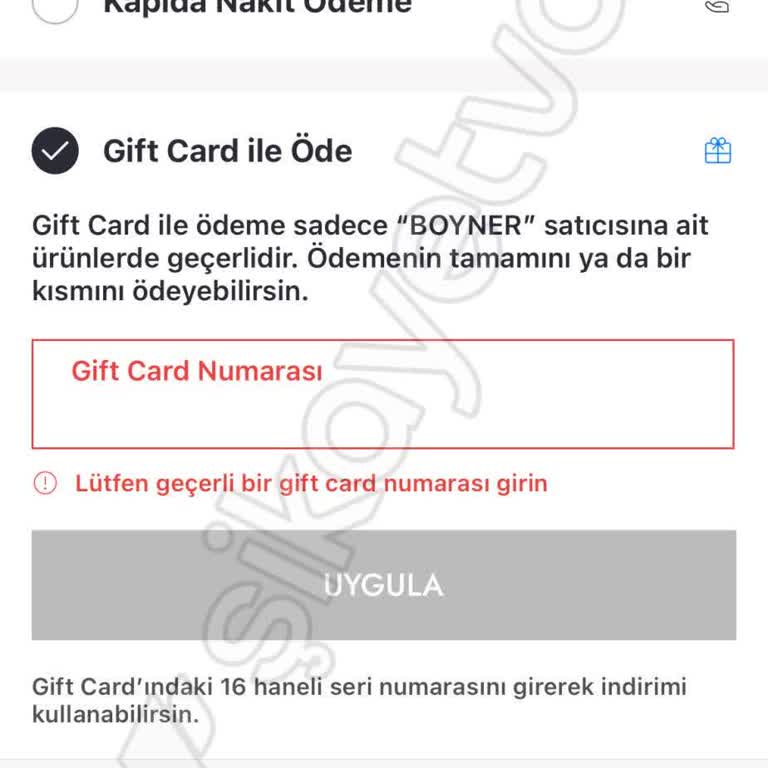 Hediye Çeki Kullanım Sorunu