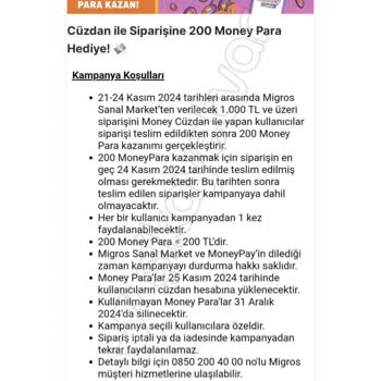 Migros Sanal Market Kampanya Puanı Yüklenmedi