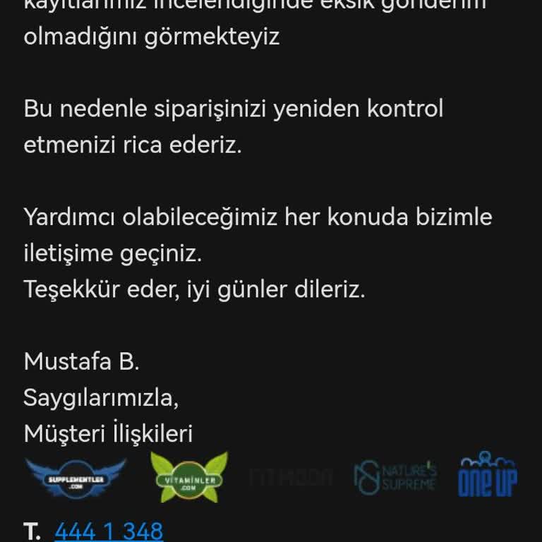Eksik Ürün Ve İlgisiz Müşteri Hizmetleri Mağduriyeti