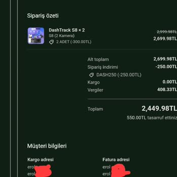 Araç Kamerası Siparişi Teslim Edilmedi