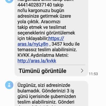 Aras Kargo Ankara Göksu Şubesi Şikayeti