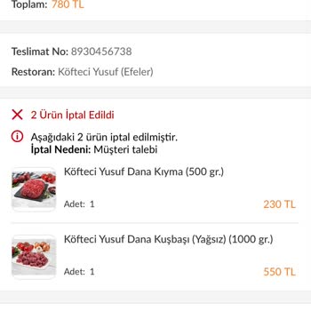Trendyol GO'da İptal Edilen Siparişin Ücret İadesi Sorunu