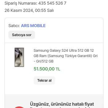Hatalı Fiyat Nedeniyle İptal Edilen Siparişe Tepki