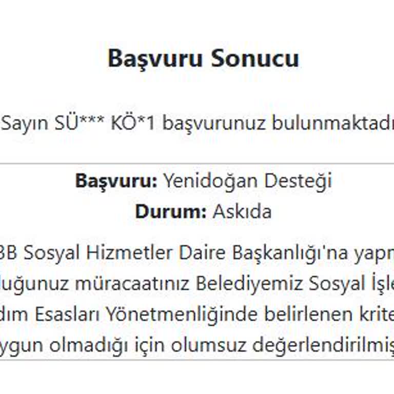İstanbul Büyükşehir Belediyesi Yenidoğan Desteği Başvurum Neden Olumsuz Sonuçlandı?
