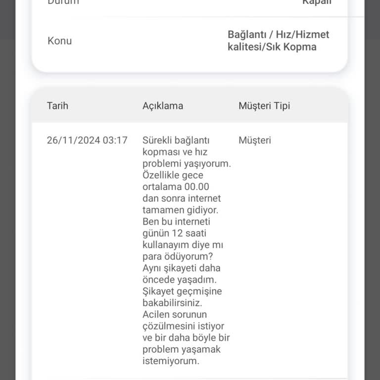 İnternet Bağlantı Sorunları Ve Yetersiz Müşteri Hizmeti