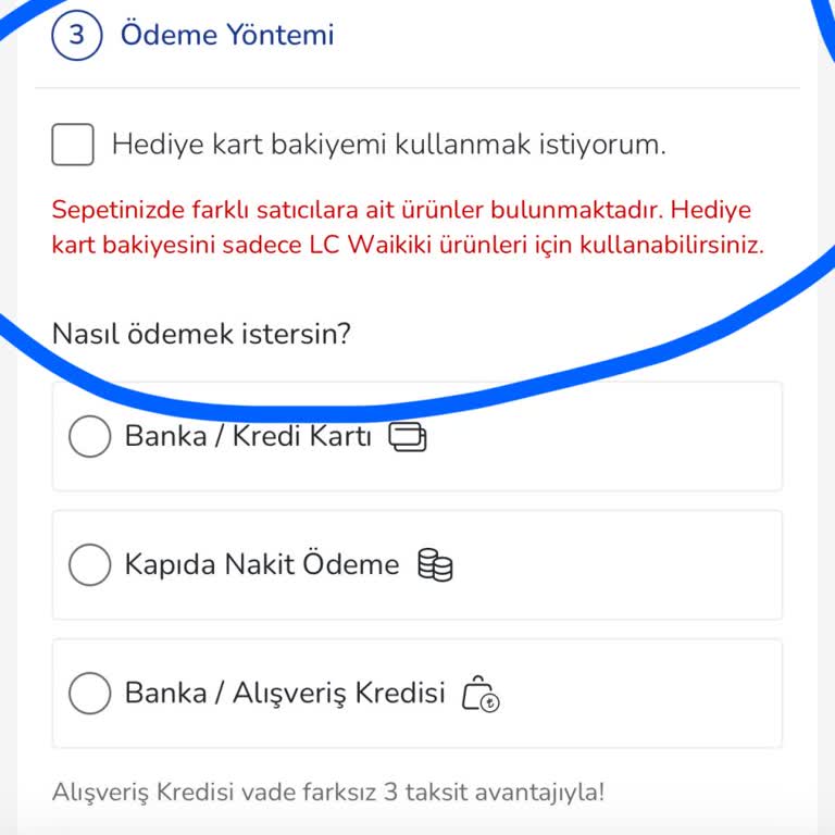Hediye Kartı İle Ödeme Yapamama Sorunu