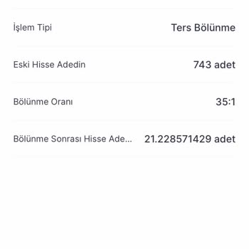 Ters Bölünme Sonrası Hisse Değer Kaybı