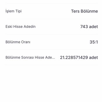 Ters Bölünme Sonrası Hisse Değer Kaybı