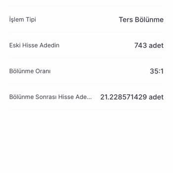 Ters Bölünme Sonrası Hisse Değer Kaybı