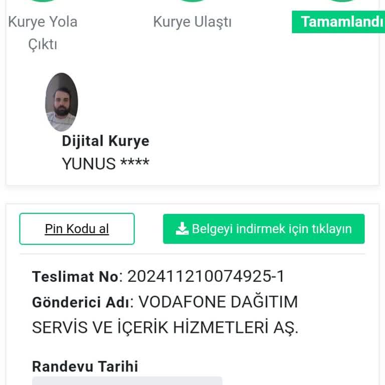 Vodafone Dijital Kurye Hizmetiyle Yaşanan Sorunlar