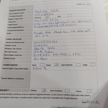 Kargo Mağduriyeti: 7700 TL Zararım Hala Ödenmedi