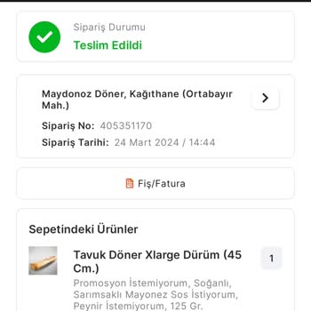 Migros Yemek Siparişlerinde Fiş Problemi
