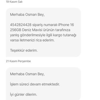 Yanlış Gönderilen Ürün Ve Yetersiz Müşteri Hizmetleri