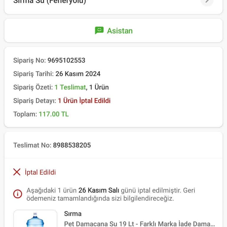 Trendyol'da Fiyat Farkı Olmadan Seçilen Damacana İçin Ekstra Ücret Talebi