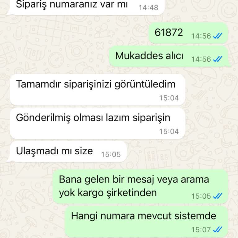 Sipariş Teslimatı Hakkında Yanıtsız Kalan Sorun
