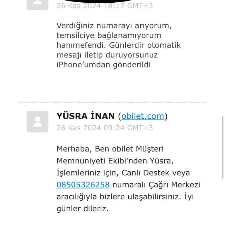 Obilet Firması İle İletişim Kuramama Ve İade Sorunu
