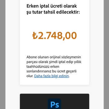 Adobe Photoshop Aboneliği Ve Yüksek İptal Ücreti Sorunu