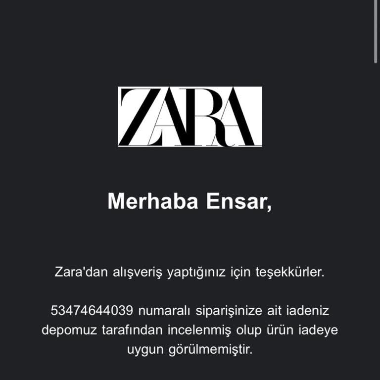 Zara'dan Kusurlu Ürün Ve İade Sorunu!