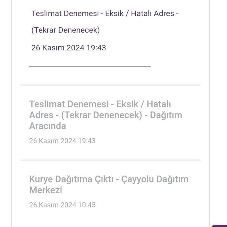 Adres Hatası Nedeniyle Teslim Edilemeyen Kargo