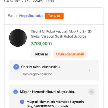 Xiaomi Robot Süpürgemin Haksız Garanti Dışı Bırakılması