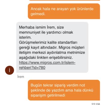 Migros Sanal Market Siparişi Teslim Edilmedi