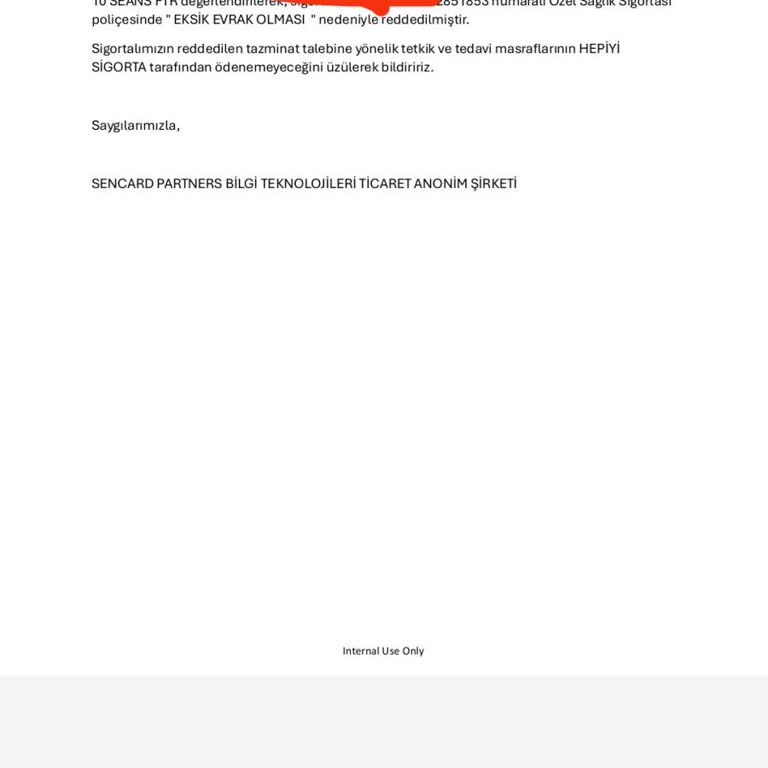 Özel Sağlık Sigortası Kapsamında Fizik Tedavi Ücreti Reddedildi