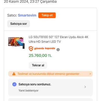 Hepsiburada'dan Sipariş Verdiğim TV Zamanında Kargolanmadı Ve Fiyat Artışıyla Mağdur Oldum