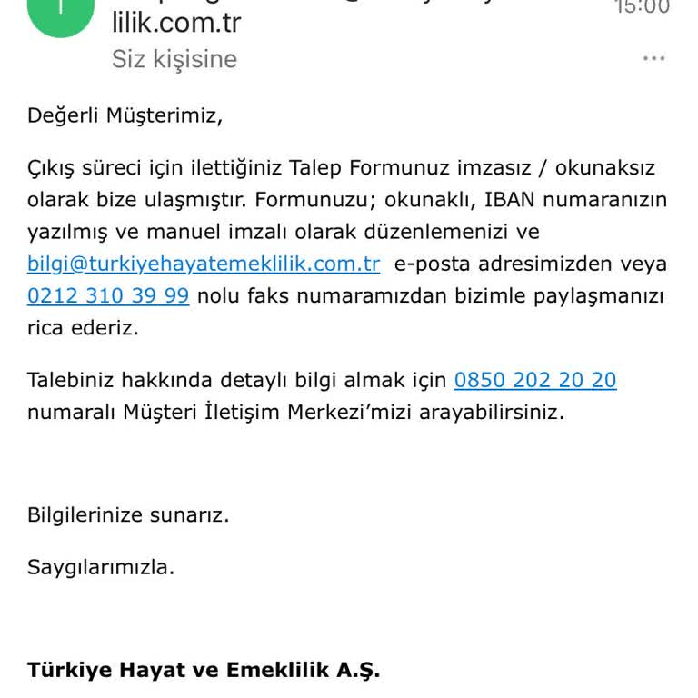 Otomatik BES Çıkışında İmza Engeli