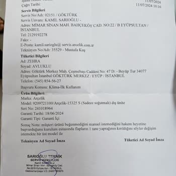 Arçelik Klima Servis Sorunu Ve Uzun Süreli Mağduriyet