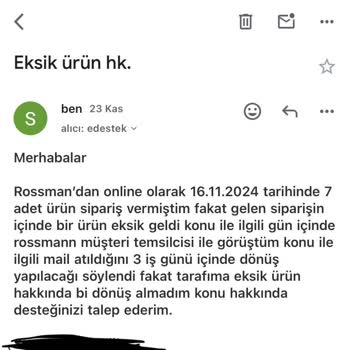 Eksik Ürün Ve İlgisiz Müşteri Hizmetleri
